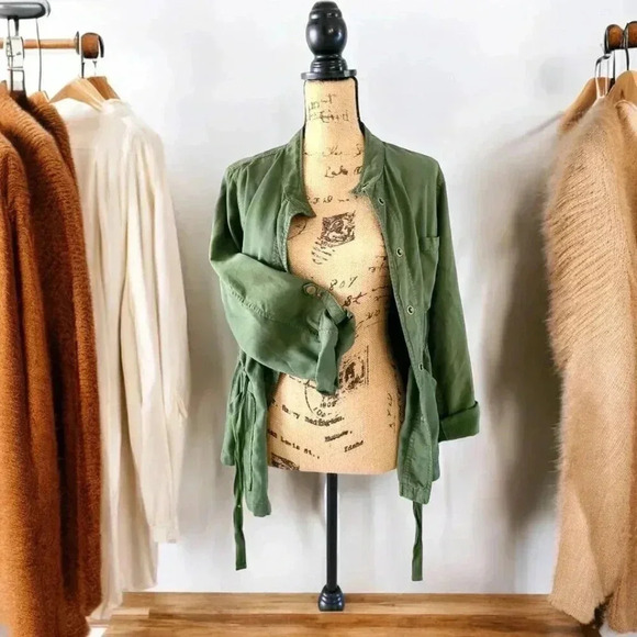 Sanctuary Olive Green Snap Front Lightweight Utility safari Jacket - Picture 4 of 6